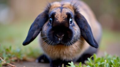 Siamese Sable Holland Lop rabbit with dark ears.