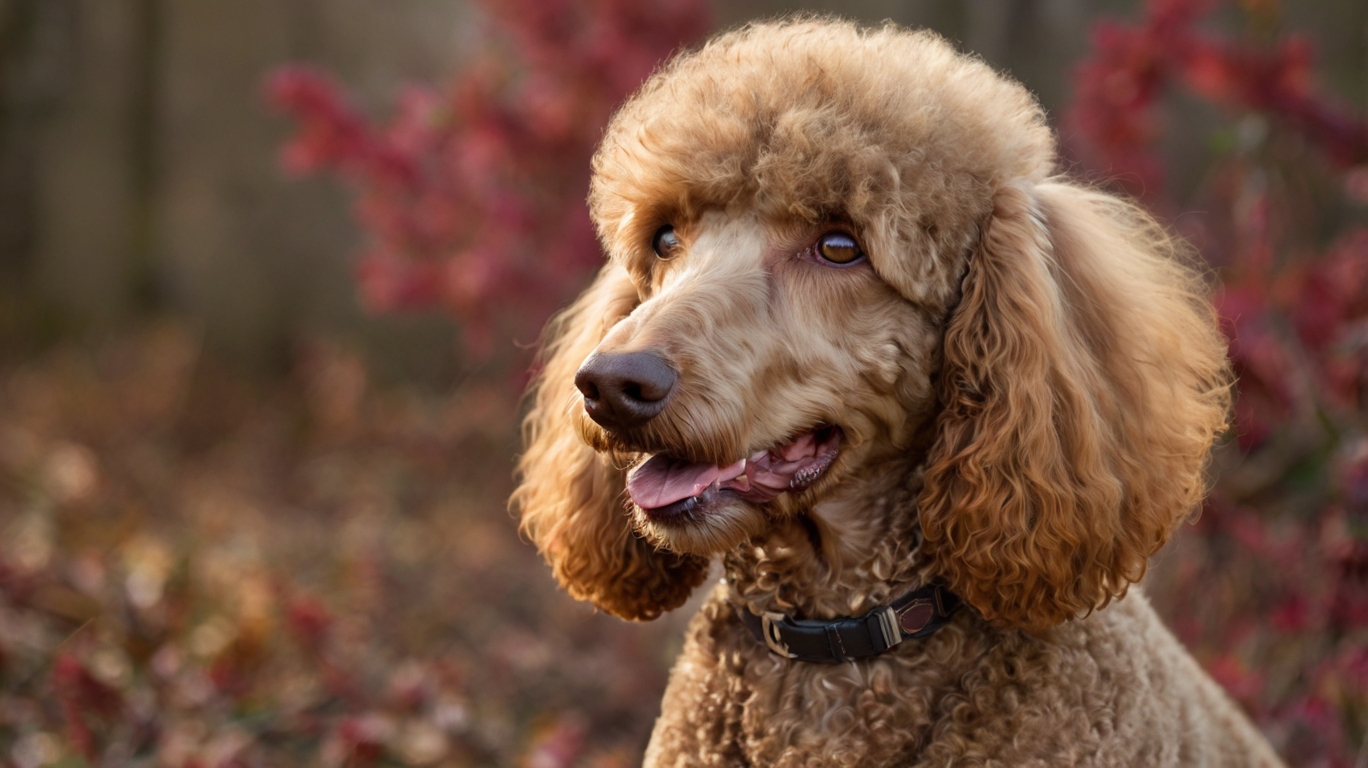 A light brown standard poodle with curly hair.