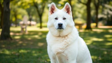 White American Akita Dog